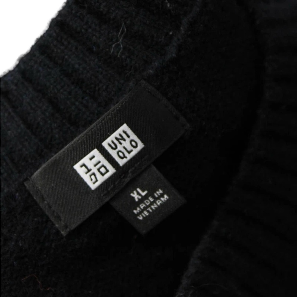 Uniqlo Black Argyle 100% Lambswool Women's Sweater - Picture 5 of 8